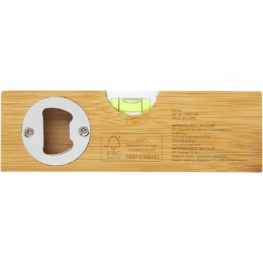 Logotrade Geschäftsgeschenke das Foto: Flush Wasserwaage aus Bambus mit Flaschenöffner
