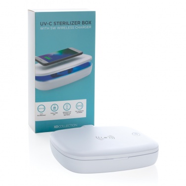 Logotrade Geschäftsgeschenke das Foto: UV-C Sterilisations-Box mit 5W Wireless Charger