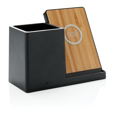 Logotrade Geschäftsgeschenke das Foto: Ontario 10W Wireless Charger aus Bambus und RCS Kunststoff