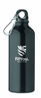 Logotrade Werbeartikel das Foto: Einwandige 500-ml-Wasserflasche aus recyceltem Aluminium mit Karabiner