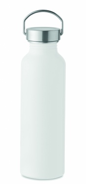 Logotrade Geschäftsgeschenke das Foto: 500-ml-Flasche aus recyceltem Aluminium mit einem Deckel aus Edelstahl mit Griff