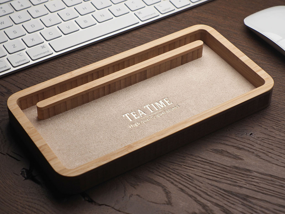 Logotrade Geschäftsgeschenke das Foto: Schreibtisch-Organizer aus Holz 1850292
