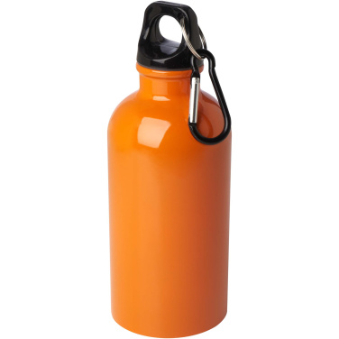 Logotrade Firmengeschenke das Foto: Oregon 400 ml RCS-zertifizierte, einwandige Trinkflasche aus Edelstahl mit Karabinerhaken