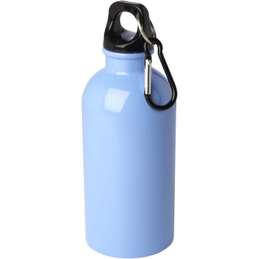 Logotrade Logogeschenke das Foto: Oregon 400 ml RCS-zertifizierte, einwandige Trinkflasche aus Edelstahl mit Karabinerhaken