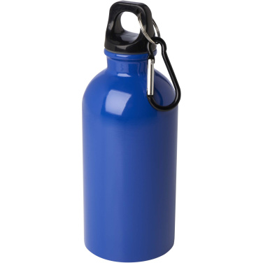 Logotrade Geschäftsgeschenke das Foto: Oregon 400 ml RCS-zertifizierte, einwandige Trinkflasche aus Edelstahl mit Karabinerhaken