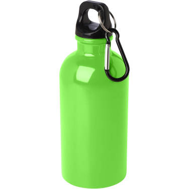 Logotrade Werbeartikel das Foto: Oregon 400 ml RCS-zertifizierte, einwandige Trinkflasche aus Edelstahl mit Karabinerhaken