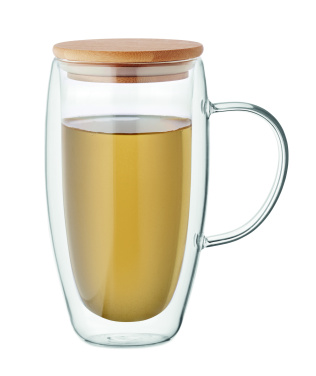 Logotrade Geschäftsgeschenke das Foto: Doppelwandiger Glasbecher 450ml