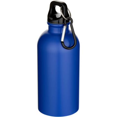 Logotrade Firmengeschenke das Foto: Oregon 400 ml matte RCS-zertifizierte einwandige Trinkflasche aus recyceltem Edelstahl mit Karabinerhaken