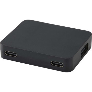 Logotrade Geschäftsgeschenke das Foto: Gaia 4 Port USB Hub mit USB-A- und Typ-C-Ausgang und zwei Eingängen aus recyceltem Kunststoff