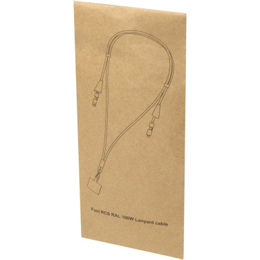 Logotrade werbemittel das Foto: Funi 5 in 1 Lanyard Kabel aus recyceltem Kunststoff für Smartphones mit integrierter Datensynchronisierung und 100 W Schnellladefunktion