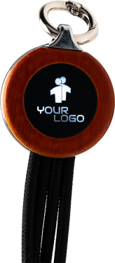 Logotrade werbemittel das Foto: 4-in-1-Kabel mit elighted-Logo im Holzgehäuse