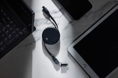 Logotrade Firmengeschenke das Foto: Terra ausziehbares 240W 2-in-1 Kabel aus RCS rec. Aluminium