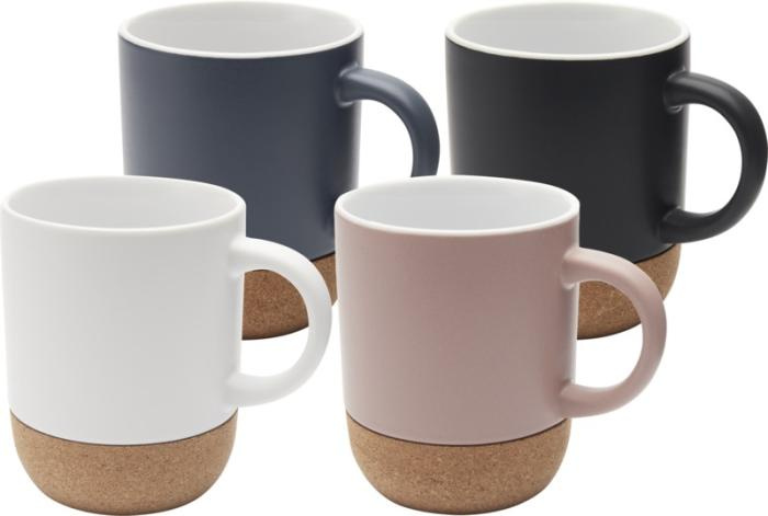 Logotrade Firmengeschenke das Foto: Billie 300 ml Sublimation Keramiktasse mit Korkdetails
