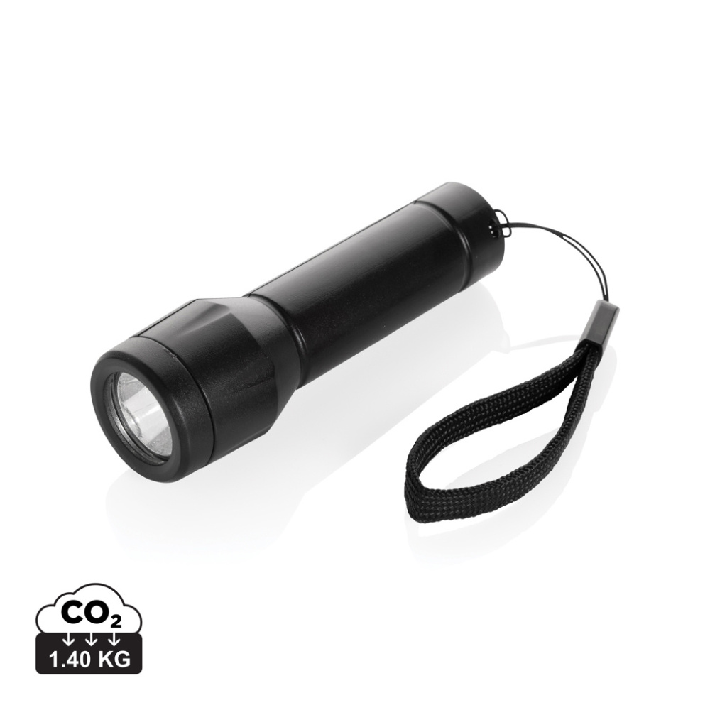 Logotrade werbemittel das Foto: Flara USB-aufladbare Taschenlampe aus RCS recyceltem ABS