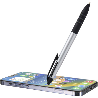 Logotrade Werbeartikel das Foto: Trine 3-Farben RCS recycelter Kugelschreiber mit Stylus