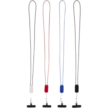 Logotrade Geschäftsgeschenke das Foto: Anser Smartphone Lanyard aus recyceltem Kunststoff mit 27 W 5-in-1 integriertem Kabel