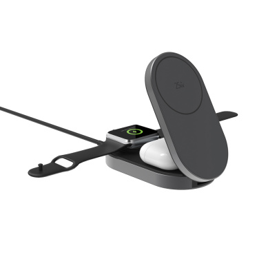 Logotrade Werbeartikel das Foto: Quantum Ultra-Fast 3-in-1 25W faltbarer Wireless Charger