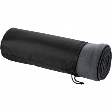 Logo trade promotional giveaways picture of: Huggy fleece plaid blanket with carry pouch