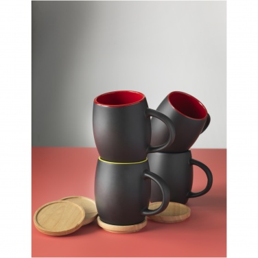 Logotrade promotional giveaways photo of: Hearth 400 ml ceramic mug with wooden coaster