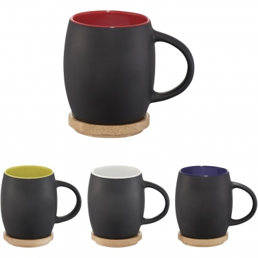 Logo trade promotional merchandise picture of: Hearth 400 ml ceramic mug with wooden coaster