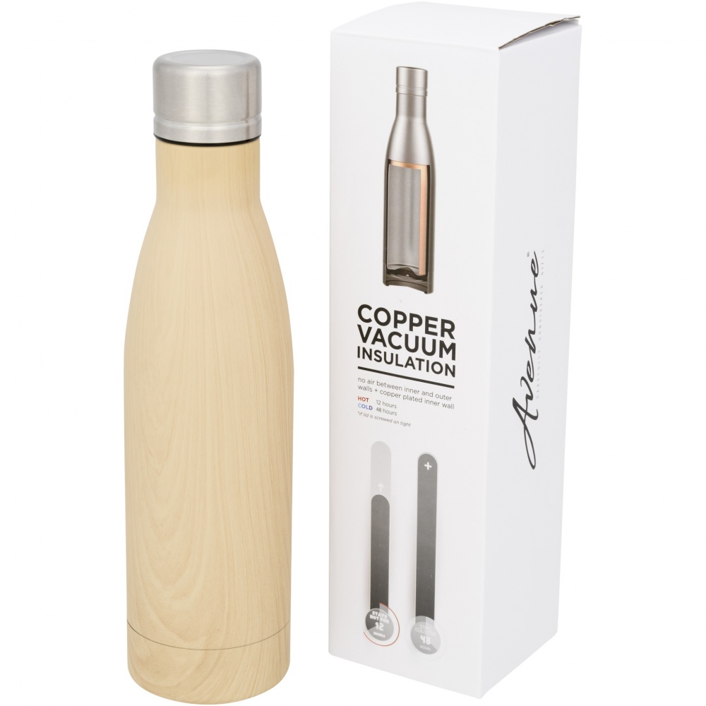 Logotrade promotional item image of: Vasa 500 ml wood-look copper vacuum insulated bottle