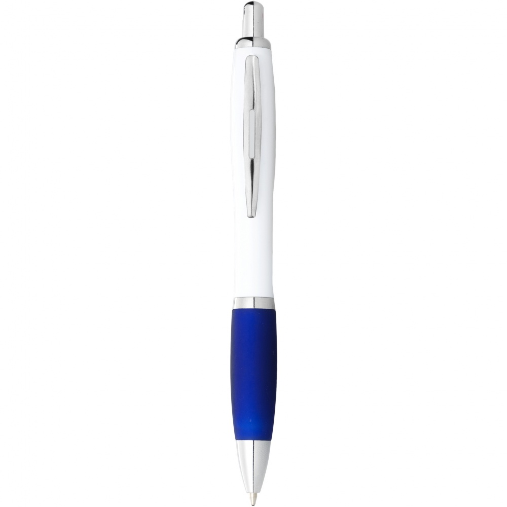 Logo trade promotional giveaways image of: Nash ballpoint pen with white barrel and coloured grip