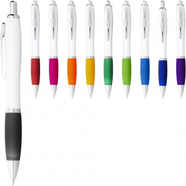 Logotrade promotional gift picture of: Nash ballpoint pen with white barrel and coloured grip