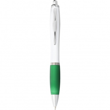 Logotrade advertising product image of: Nash ballpoint pen with white barrel and coloured grip
