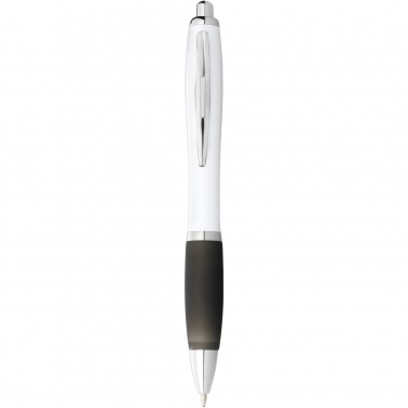 Logo trade promotional items picture of: Nash ballpoint pen with white barrel and coloured grip