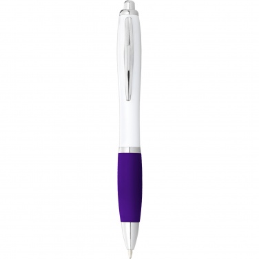 Logotrade promotional product image of: Nash ballpoint pen with white barrel and coloured grip