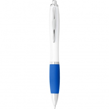 Logo trade promotional gifts image of: Nash ballpoint pen with white barrel and coloured grip