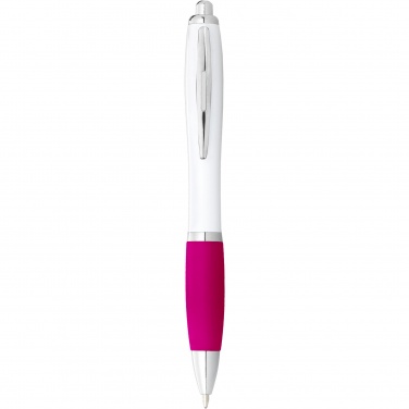 Logo trade corporate gift photo of: Nash ballpoint pen with white barrel and coloured grip