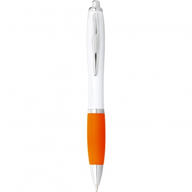Logotrade promotional products photo of: Nash ballpoint pen with white barrel and coloured grip
