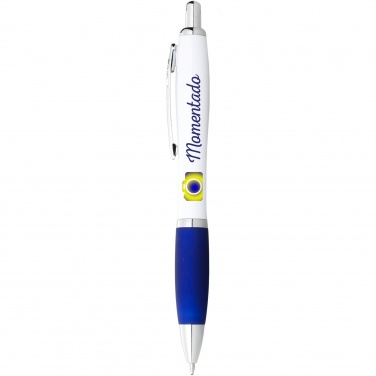 Logo trade promotional items image of: Nash ballpoint pen white barrel and coloured grip