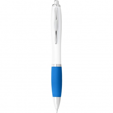 Logo trade advertising products image of: Nash ballpoint pen white barrel and coloured grip