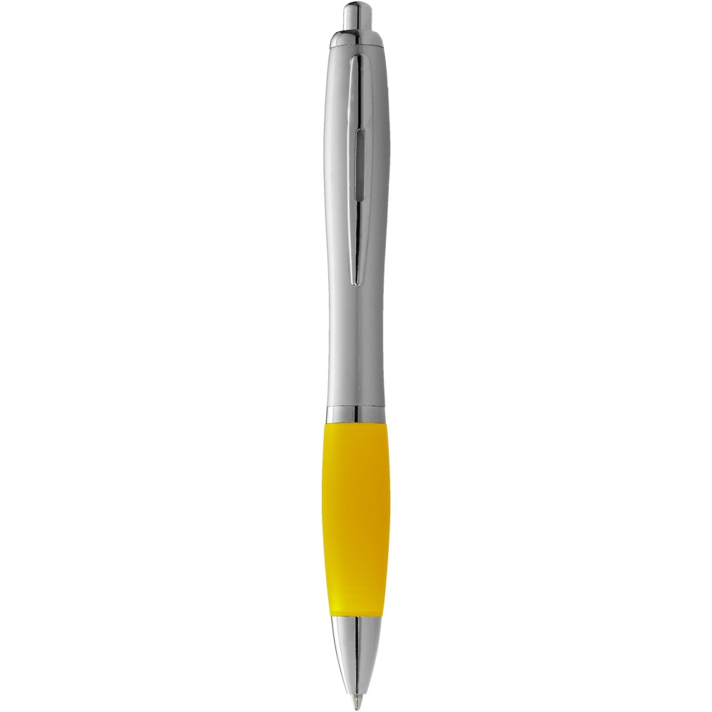 Logo trade corporate gifts picture of: Nash ballpoint pen silver barrel and coloured grip