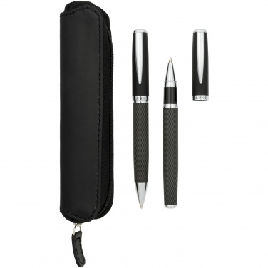 Logo trade corporate gifts picture of: Carbon duo pen gift set with pouch