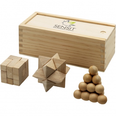 Logotrade advertising product picture of: Brainiac 3-piece wooden brain teaser set