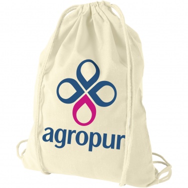 Logo trade business gifts image of: Oregon 100 g/m² cotton drawstring bag 5L