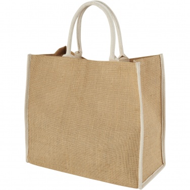 Logo trade business gifts image of: Harry coloured edge jute tote bag 25L