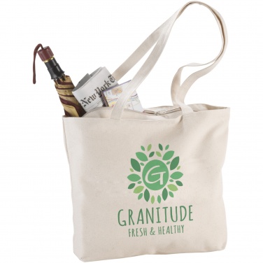 Logo trade promotional giveaways image of: Ningbo 320 g/m² zippered cotton tote bag 15L
