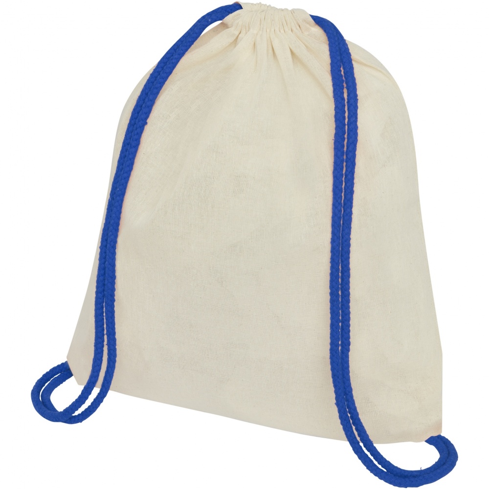 Logo trade promotional gifts picture of: Oregon 100 g/m² cotton drawstring bag with coloured cords 5L