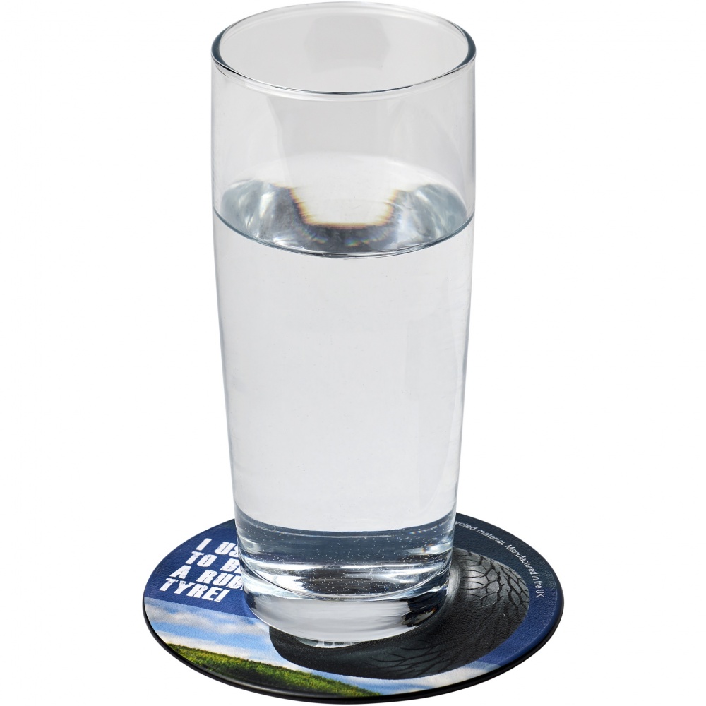 Logo trade advertising products image of: Brite-Mat® round coaster with tyre material
