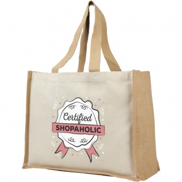Logo trade advertising products image of: Varai 320 g/m² canvas and jute shopping tote bag 23L
