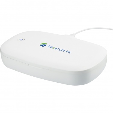 Logo trade promotional products image of: Capsule UV smartphone sanitizer with 5W wireless charging pad