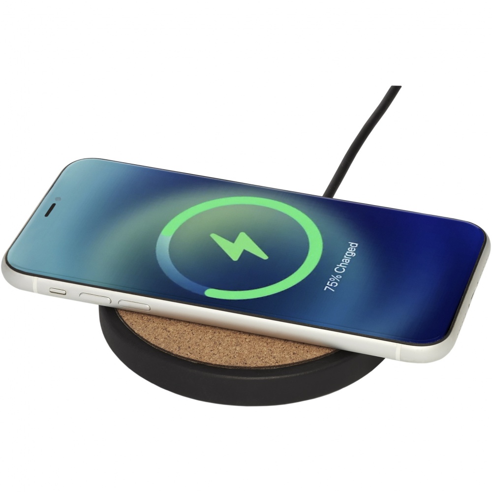 Logo trade promotional merchandise image of: Kivi 10W limestone/cork wireless charging pad