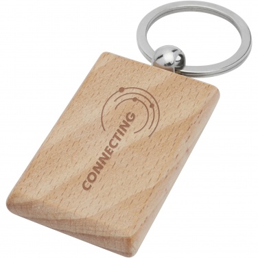 Logo trade promotional products image of: Gian beech wood rectangular keychain