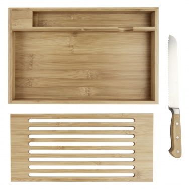Logo trade promotional giveaway photo of: Pao bamboo cutting board with knife