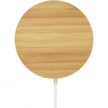 Logo trade promotional giveaways picture of: Atra 10W bamboo magnetic wireless charging pad