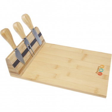 Logo trade promotional item photo of: Mancheg bamboo magnetic cheese board and tools